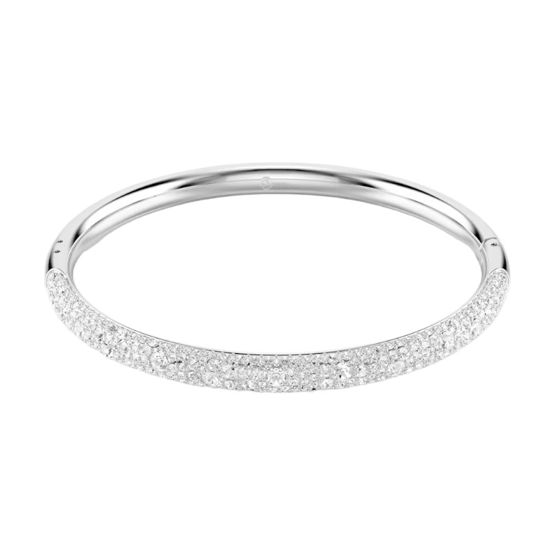 Swarovski Meteora Snow Pave Large Bangle, White and Rhodium Plated