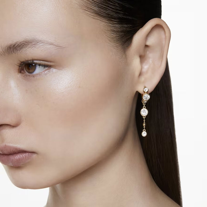 Swarovski Imber Round Cut Drop Earrings, White and Mixed Metal Finish