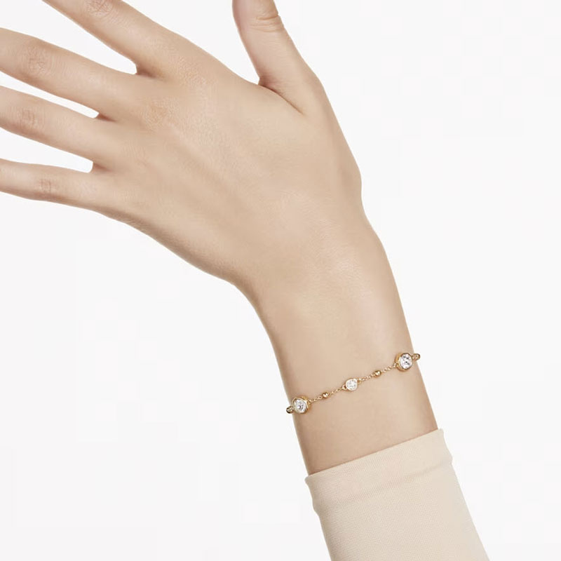 Swarovski Imber Round Cut Bracelet, White and Yellow Gold Tone Plated