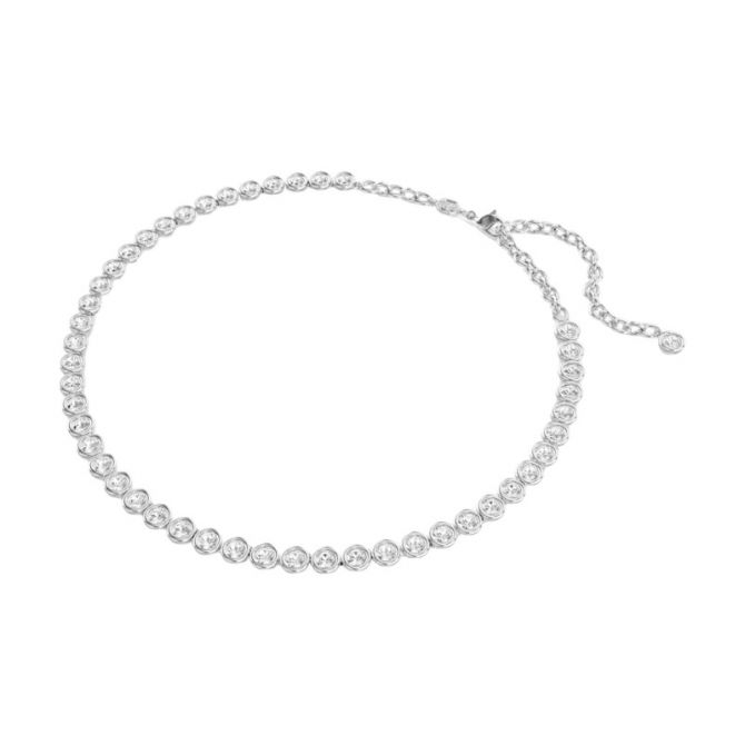 Swarovski Imber Round Cut Tennis Necklace, White and Rhodium Plated