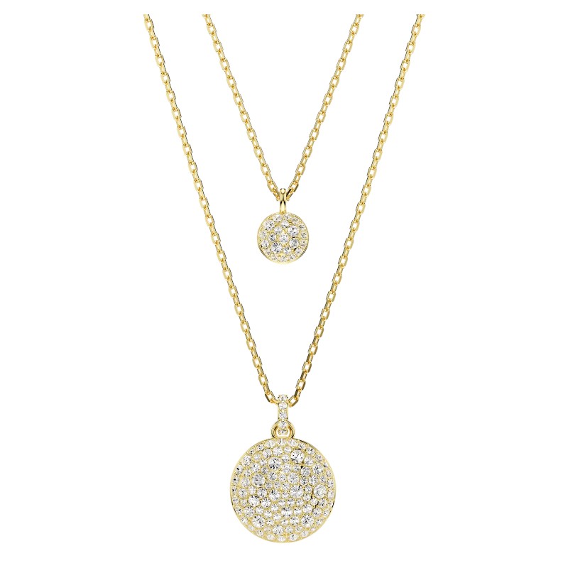 Swarovski Meteora Layered Pendant Necklace, White and Gold Tone Plated