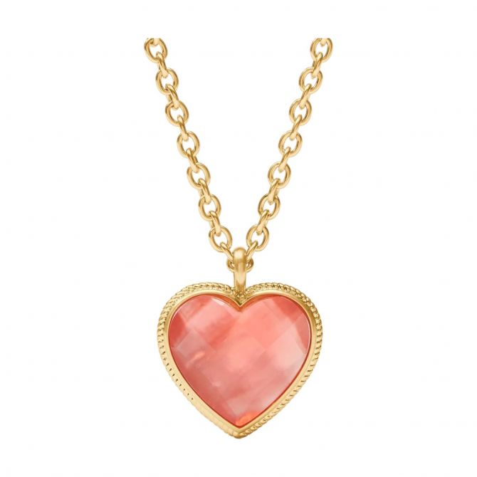 Julie Vos Heart Pendant Necklace, Iridescent Blush Pink