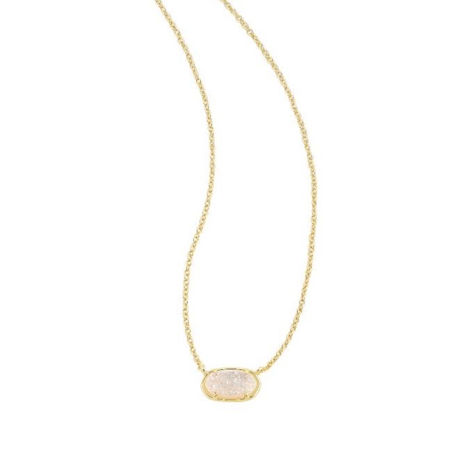 Kendra Scott Grayson Yellow Goold Plated Grayson Necklace in Iridescent Drusy Stone