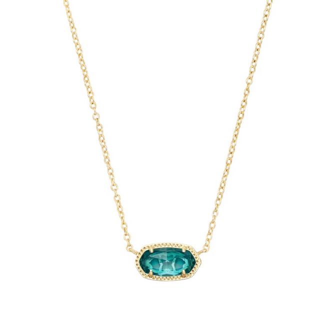 Kendra Scott Elisa Yellow Gold Plated Pendant Necklace in London Blue Glass