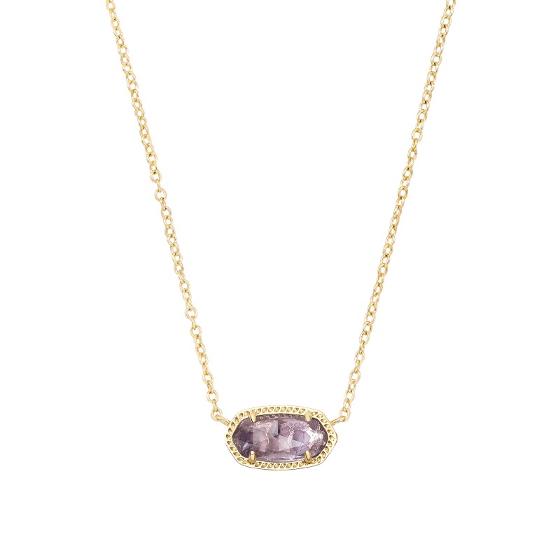 Kendra Scott Elisa Yellow Gold Plated Pendant Necklace in Amethyst
