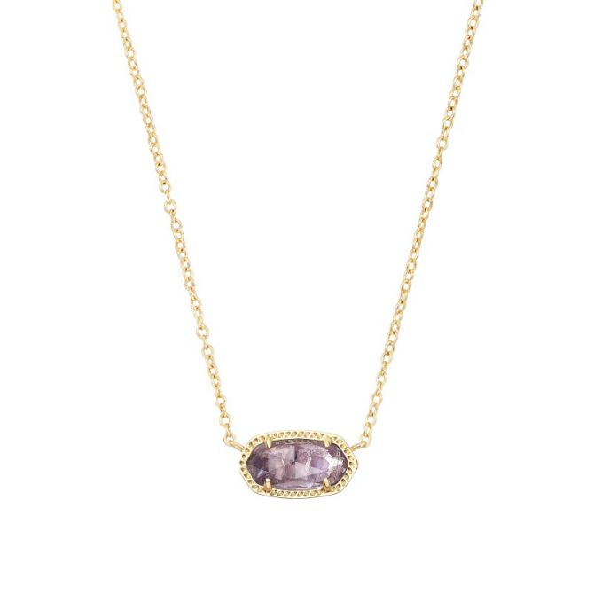 Kendra Scott Elisa Yellow Gold Plated Pendant Necklace in Amethyst