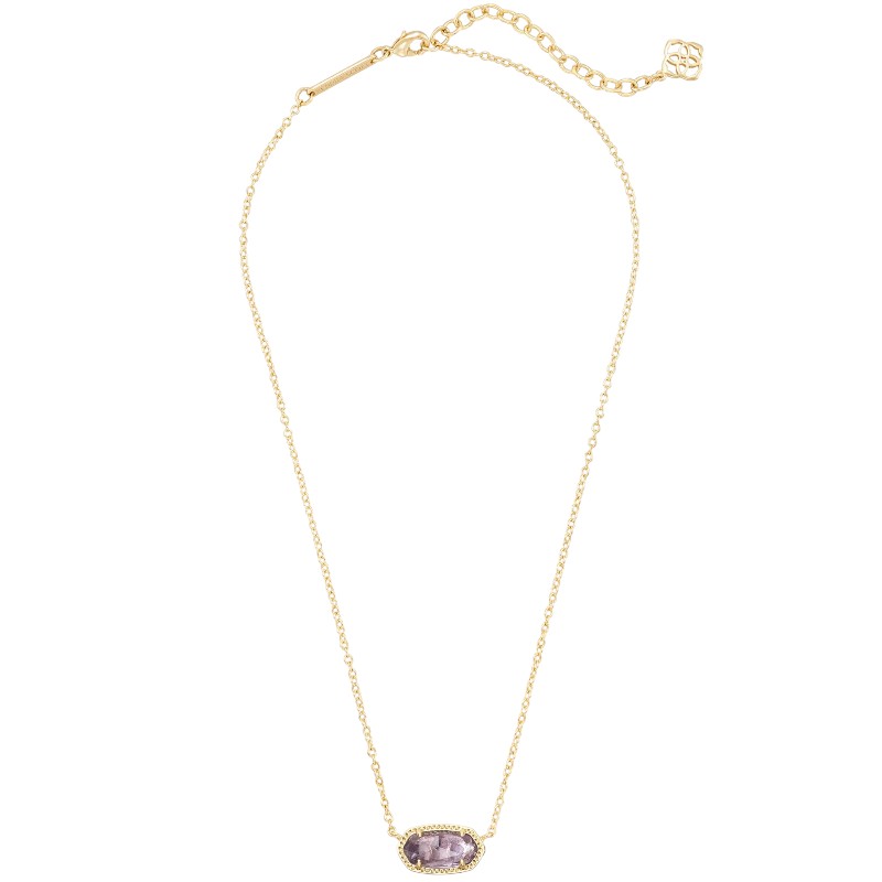 Kendra Scott Elisa Yellow Gold Plated Pendant Necklace in Amethyst