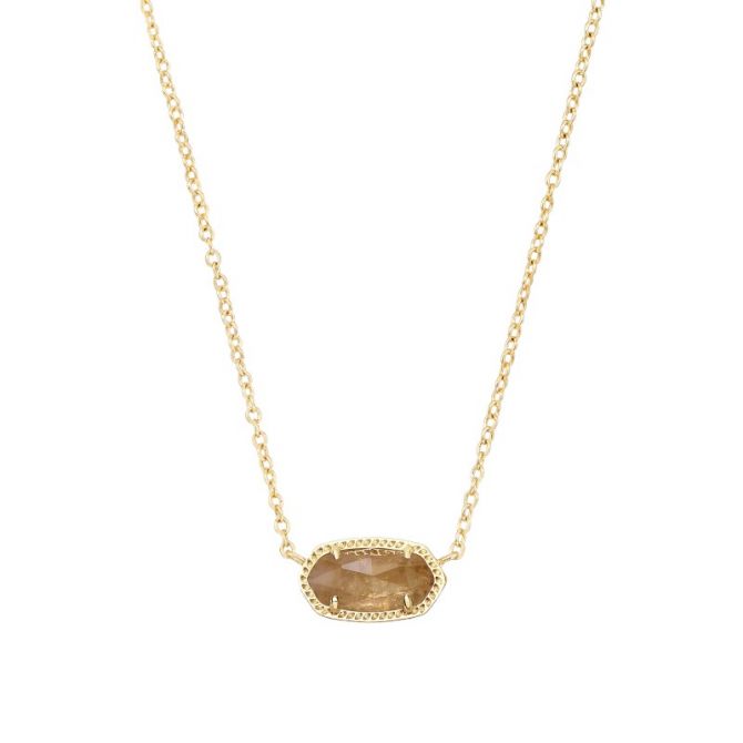 Kendra Scott Elisa Yellow Gold Plated Necklace in Orange Citrine Quartz