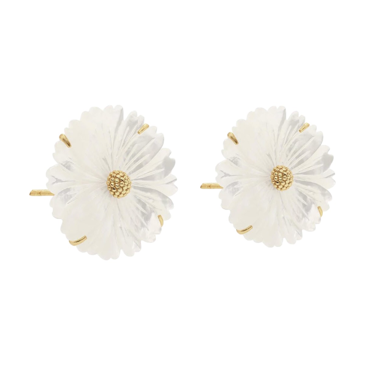 Capucine De Wulf Mermaid Garden Convertible Statement Earrings, Mother of Pearl and Multicolored Jad