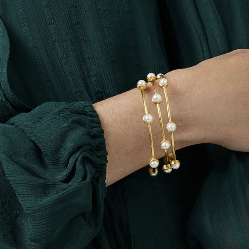 Julie Vos Medium Milano Luxe Bangle, Iridescent Clear Crystal