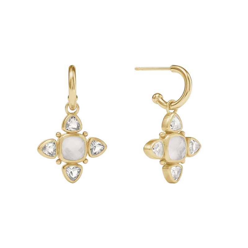 Julie Vos Aquitaine Hoop and Charm Earrings, Iridescent Clear Crystal