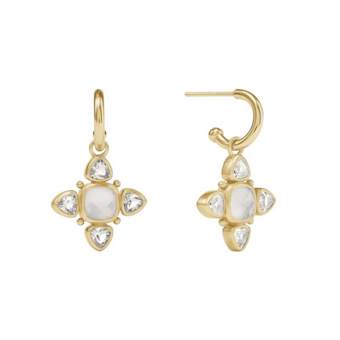 Julie Vos Aquitaine Hoop and Charm Earrings, Iridescent Clear Crystal