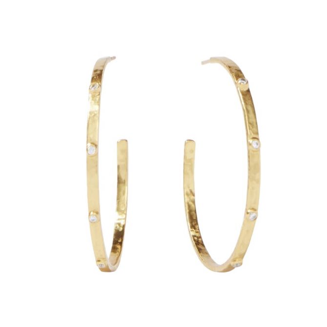 Julie Vos Crescent Stone Extra Large Hoop Earrings, Cubic Zirconia