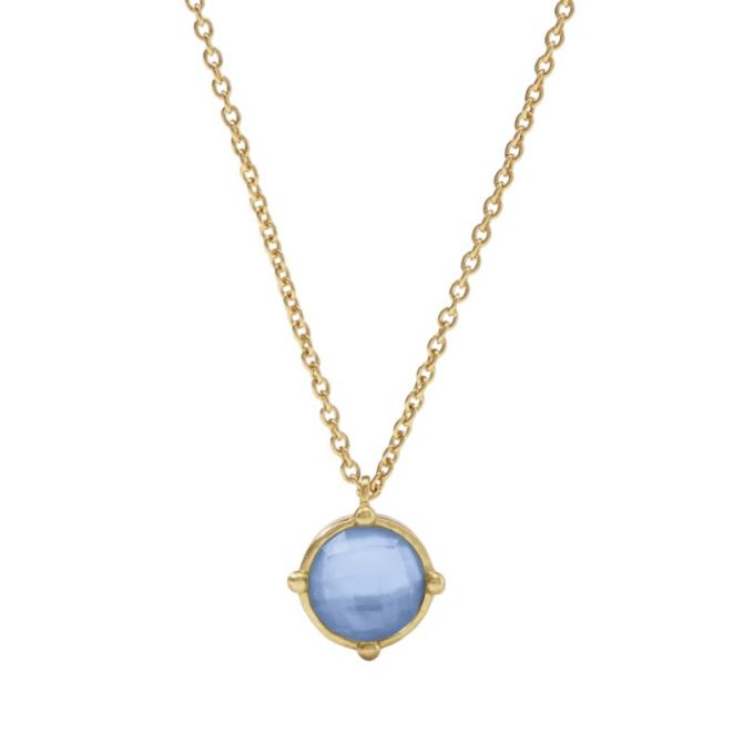 Julie Vos Honeybee Solitaire Necklace, Iridescent Chalcedony Blue