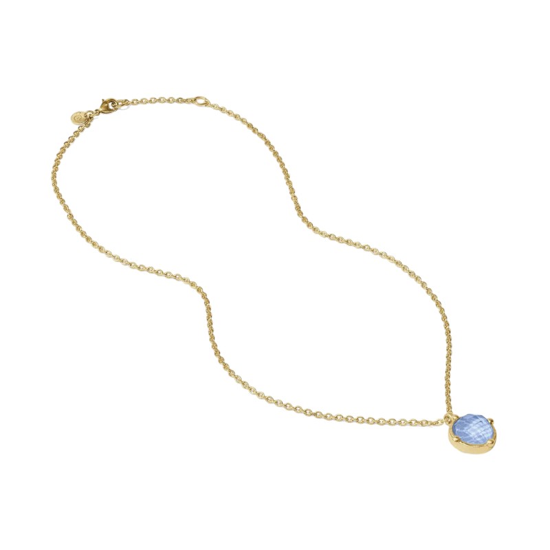 Julie Vos Honeybee Solitaire Necklace, Iridescent Chalcedony Blue