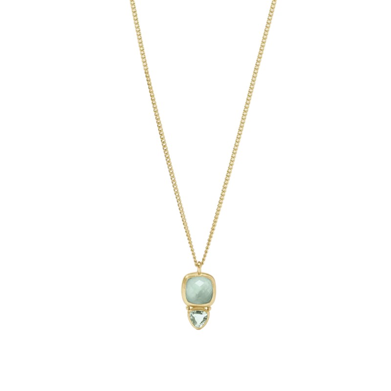 Julie Vos Aquitaine Duo Delicate Necklace, Iridescent Aquamarine Blue