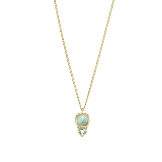 Julie Vos Aquitaine Duo Delicate Necklace, Iridescent Aquamarine Blue