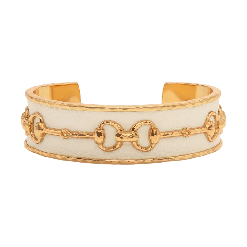 Capucine De Wulf Equestrian Snaffle Bit Cuff, Vegan White Leather