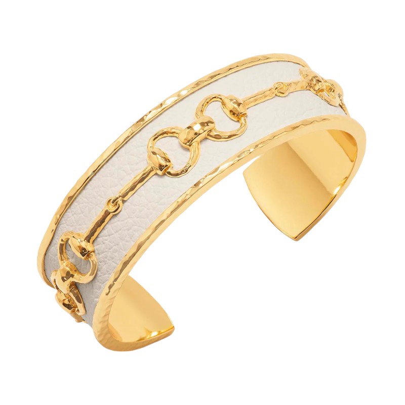 Capucine De Wulf Equestrian Snaffle Bit Cuff, Vegan White Leather