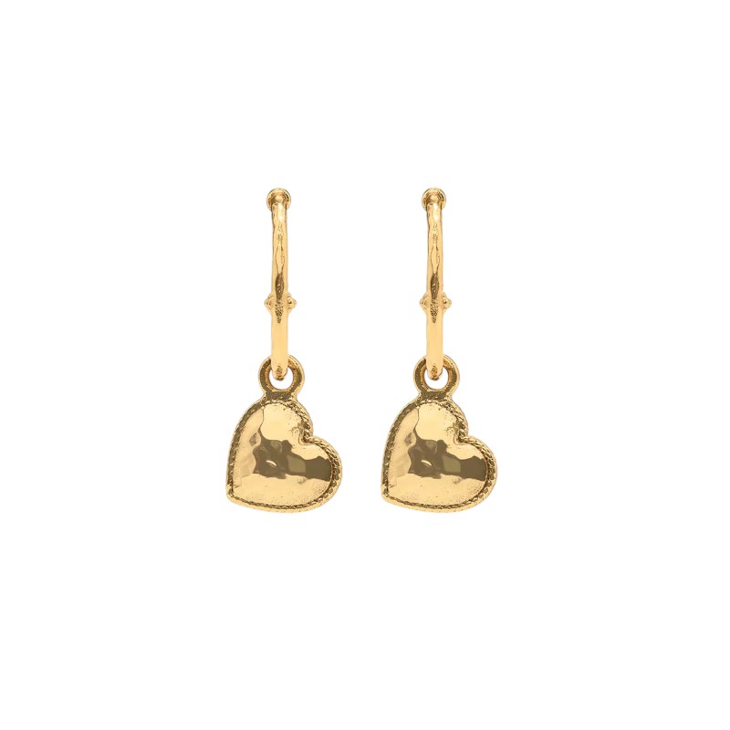 Capucine De Wulf Love Hoop Earrings with Heart Charm, Yellow Gold Plated