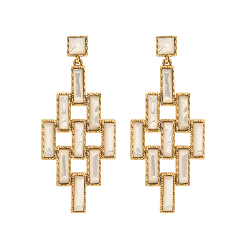 Capucine De Wulf Pathway Post Drop Earrings, Mother of Pearl