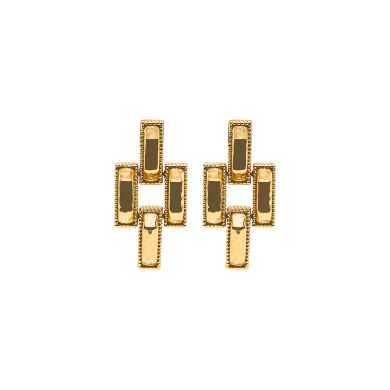 Capucine De Wulf Pathway Post Small Link Earrings, Yellow Gold Plated