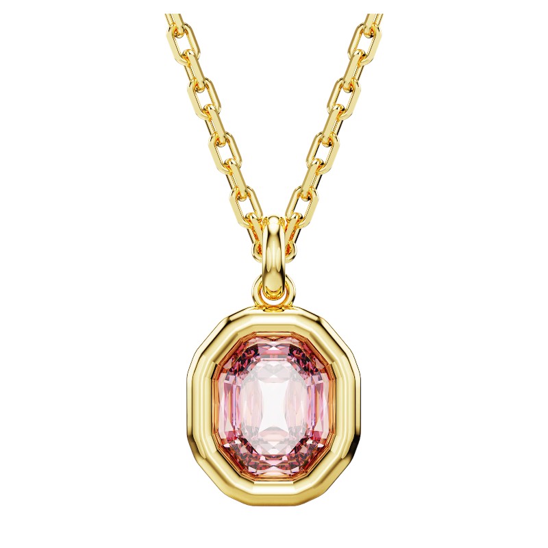 Swarovski Imber Octagon Cut Pendant Necklace, Pink and Gold Tone Plated