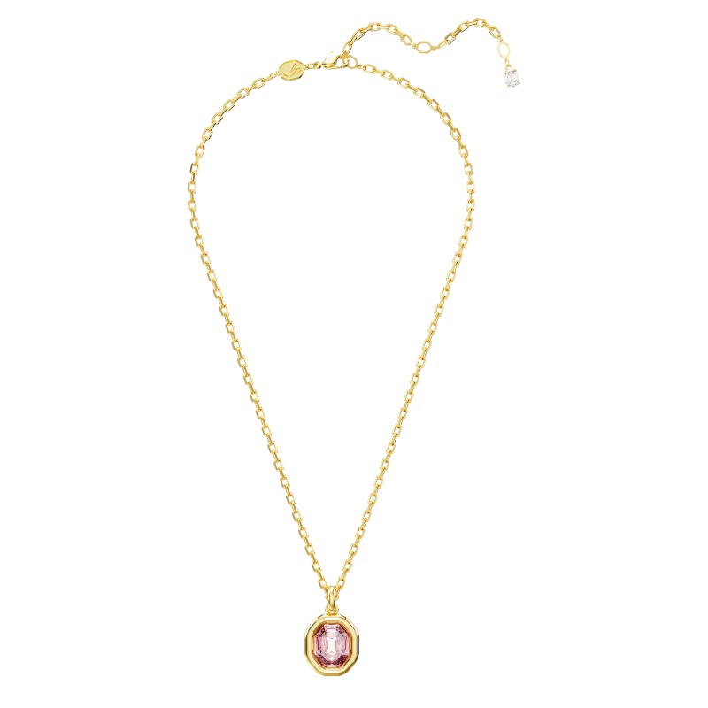 Swarovski Imber Octagon Cut Pendant Necklace, Pink and Gold Tone Plated