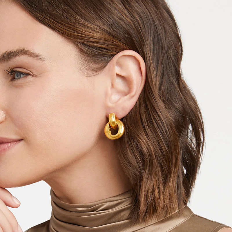 Julie Vos Cannes Doorknocker Earrings, Yellow Gold Plate