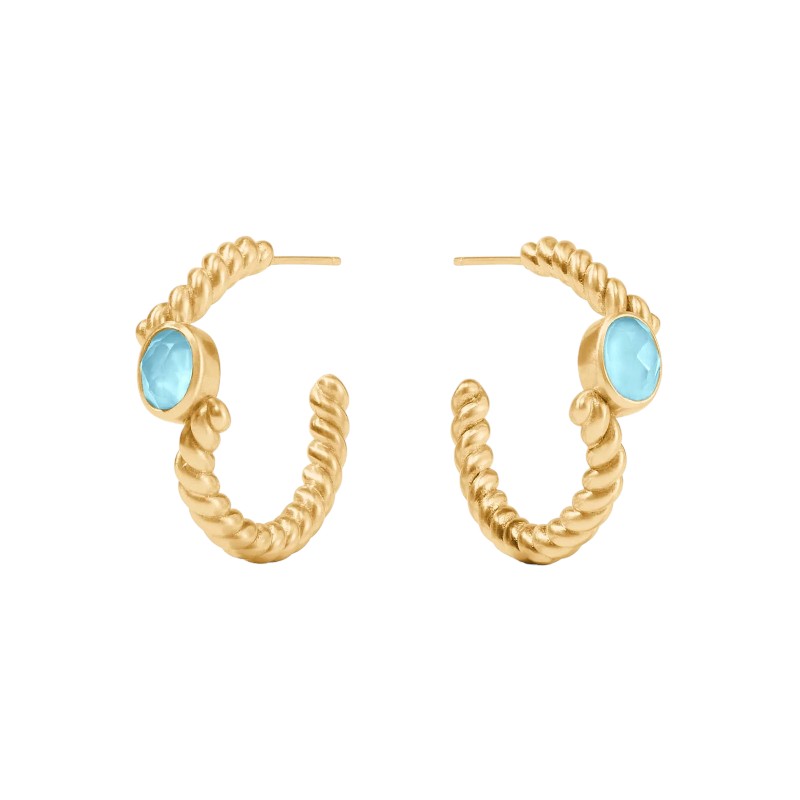 Julie Vos Nassau Stone Hoop Earrings, Iridescent Capri Blue