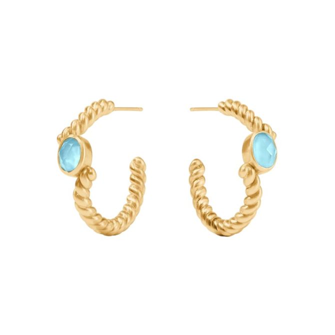 Julie Vos Nassau Stone Hoop Earrings, Iridescent Capri Blue