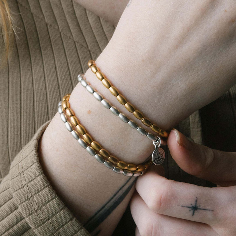 &Livy Silver Plated Creda Stretch Beaded Bracelet