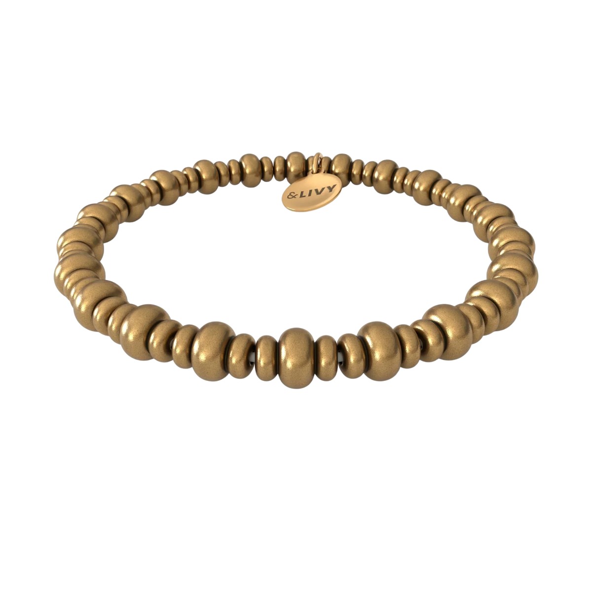 &Livy Lay It On Me Beaded Stretch Bracelet, Antique Gold Plated