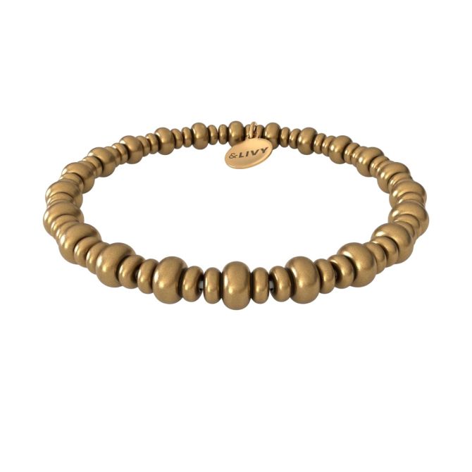 &Livy Lay It On Me Beaded Stretch Bracelet, Antique Gold Plated