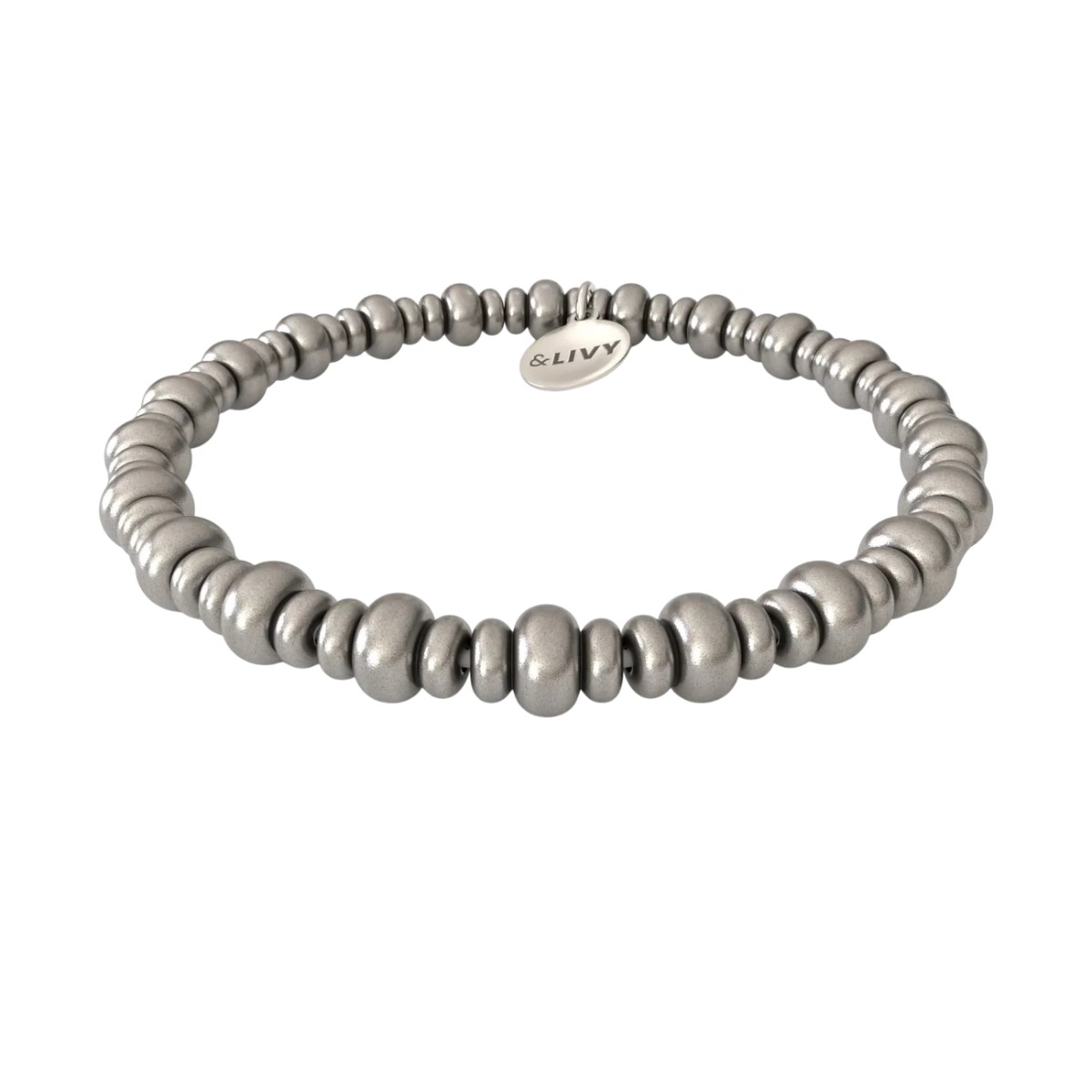 &Livy Lay It On Me Beaded Stretch Bracelet, Antique Silver