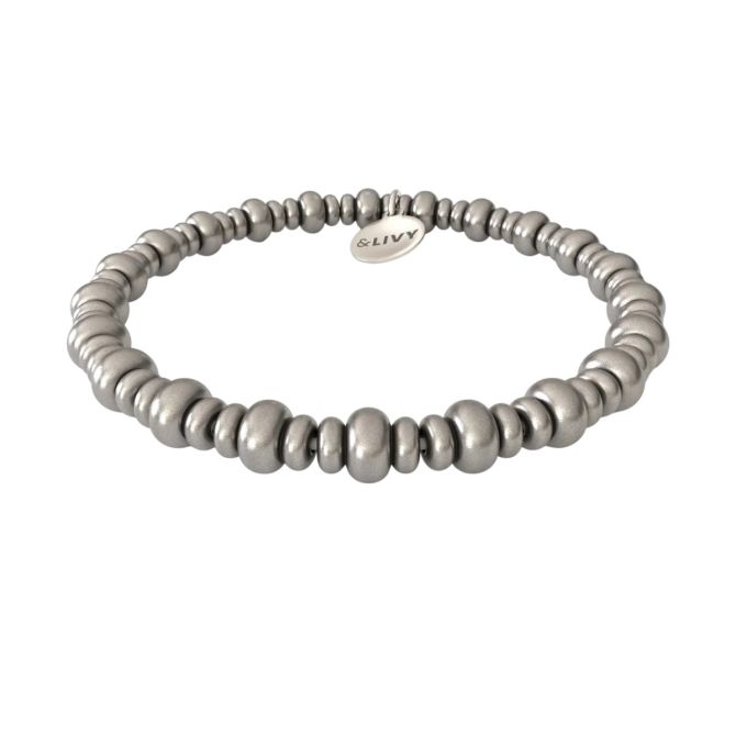 &Livy Lay It On Me Beaded Stretch Bracelet, Antique Silver