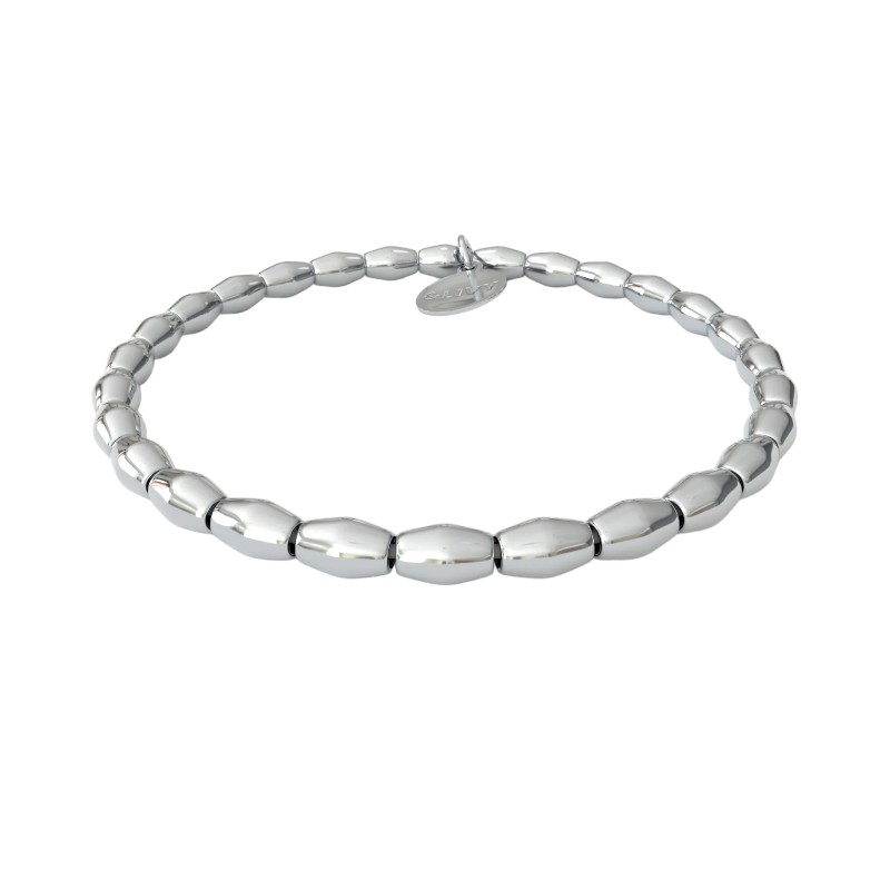 &Livy Creda Shiny Silver Diamond Smooth Stretch Bracelet