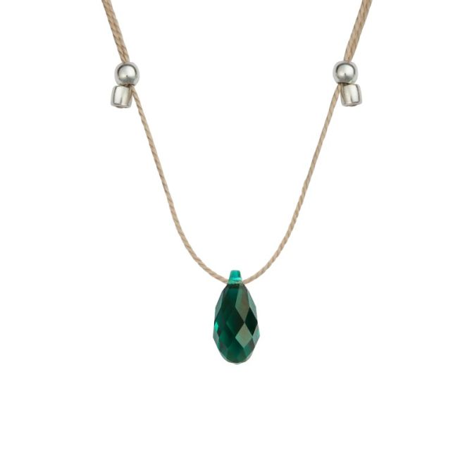 &Livy Hyevibe Light Prism Crystal Slider Necklace, Silver and Emerald