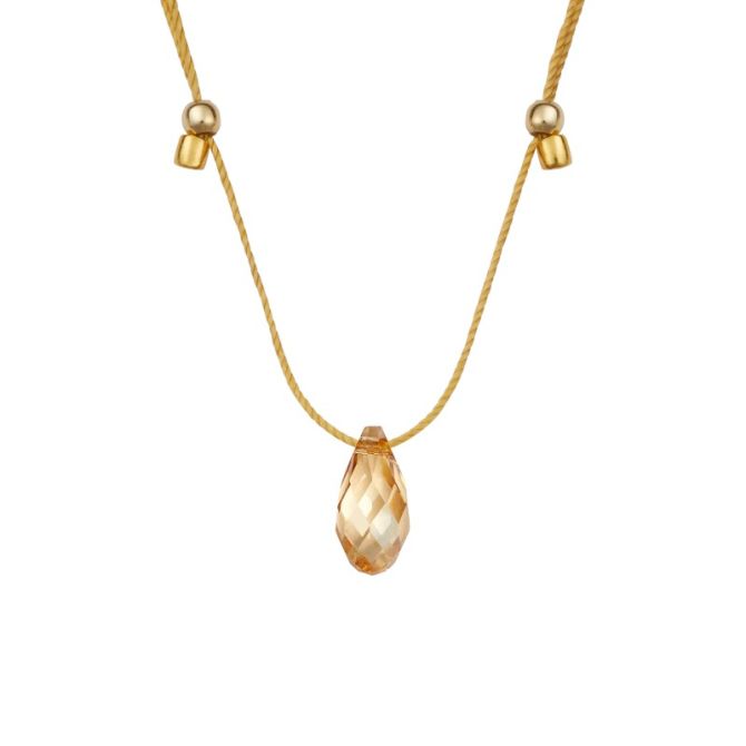 &Livy Hyevibe Light Prism Crystal Slider Necklace, Yellow Gold Plated and Gold Shade