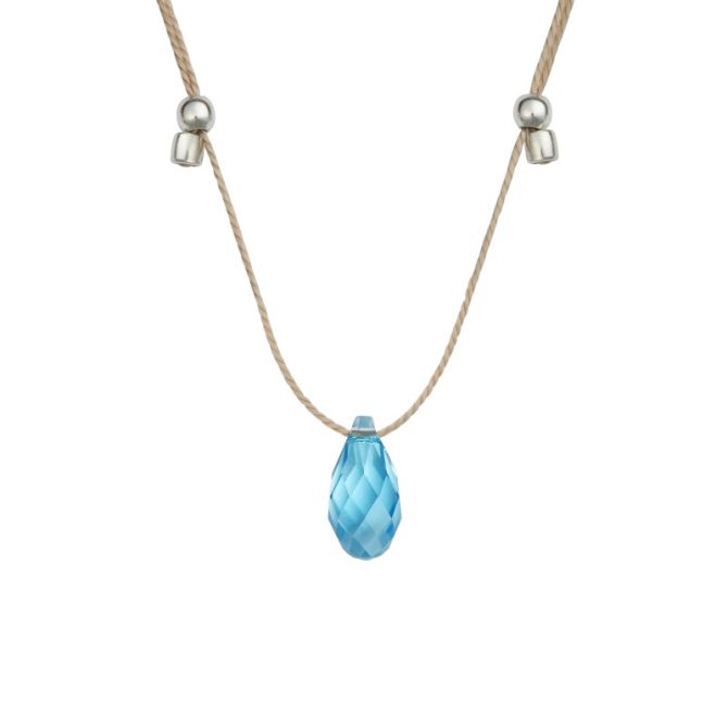 &Livy Hyevibe Light Prism Crystal Slider Necklace, Silver and Aqua