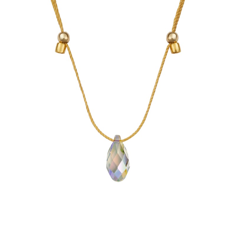 &Livy Hyevibe Light Prism Crystal Slider Necklace, Yellow Gold Plated and Paradise
