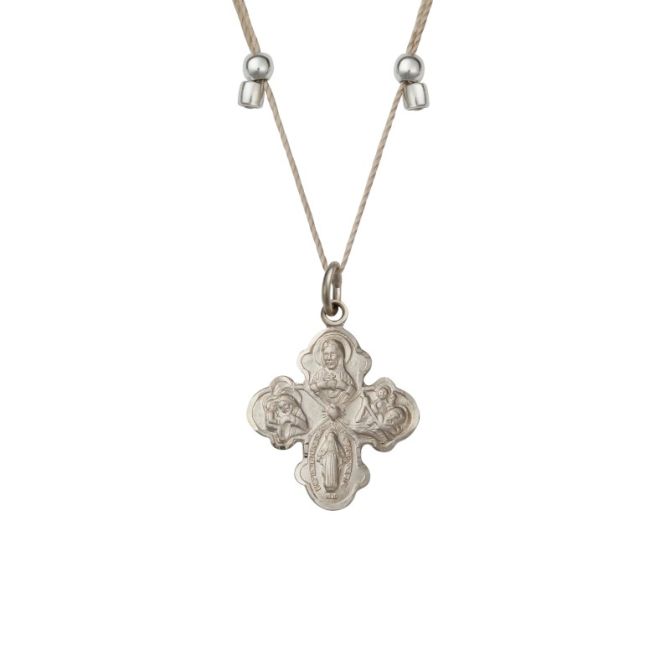 &Livy Higher Power 4 Way Cross Silver On Silver Necklace, Small