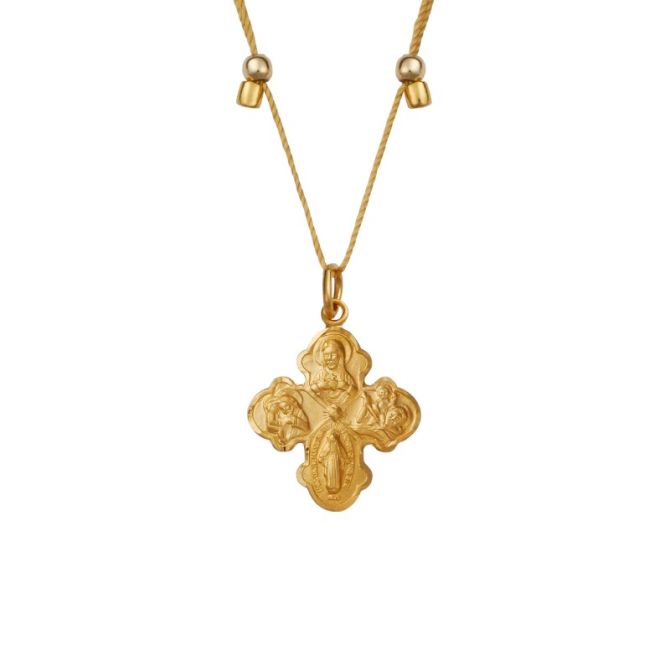 &Livy Higher Power 4 Way Cross Yellow Gold Plated Necklace, Small