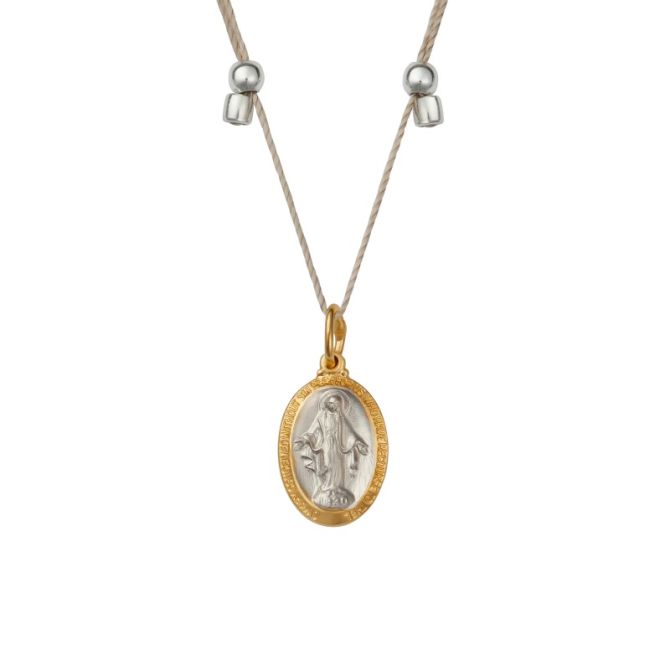 &Livy Higher Power Mother Mary Necklace, Two Tone on Silver Tone