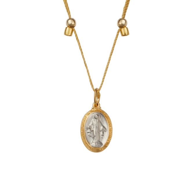 &Livy Higher Power Mother Mary Necklace, Two Tone on Yellow Gold Tone