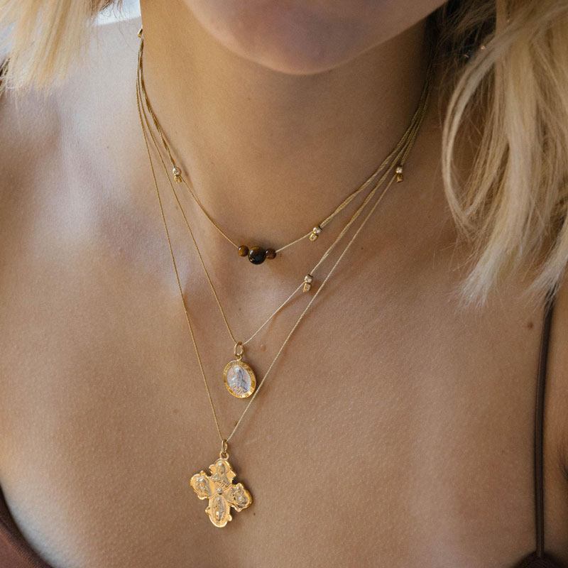 &Livy Higher Power Jesus Necklace, Two Tone on Gold Tone