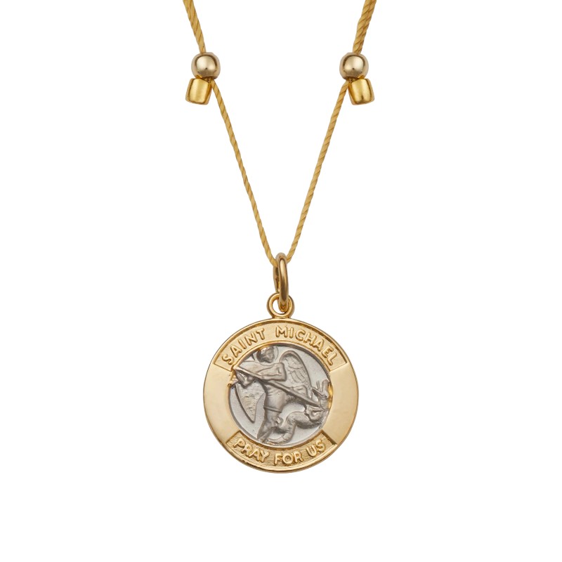 &Livy Higher Power Saint Michael Necklace, Two Tone on Gold