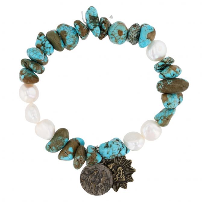 Turquoise and pearl bracelet store