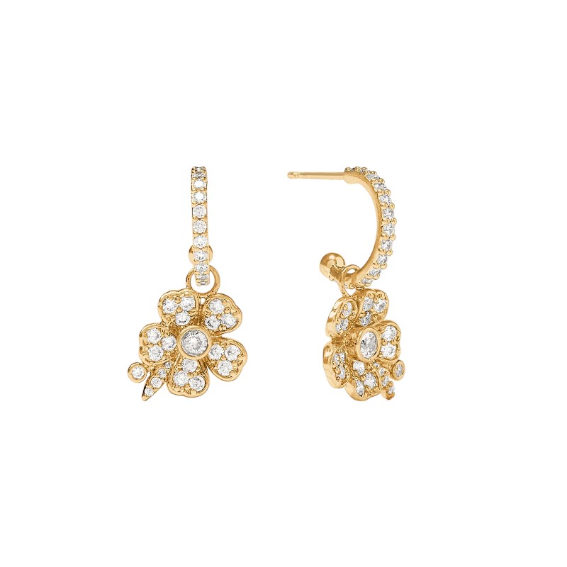 Julie Vos Laurel Hoop and Charm Earrings, Cubic Zirconia