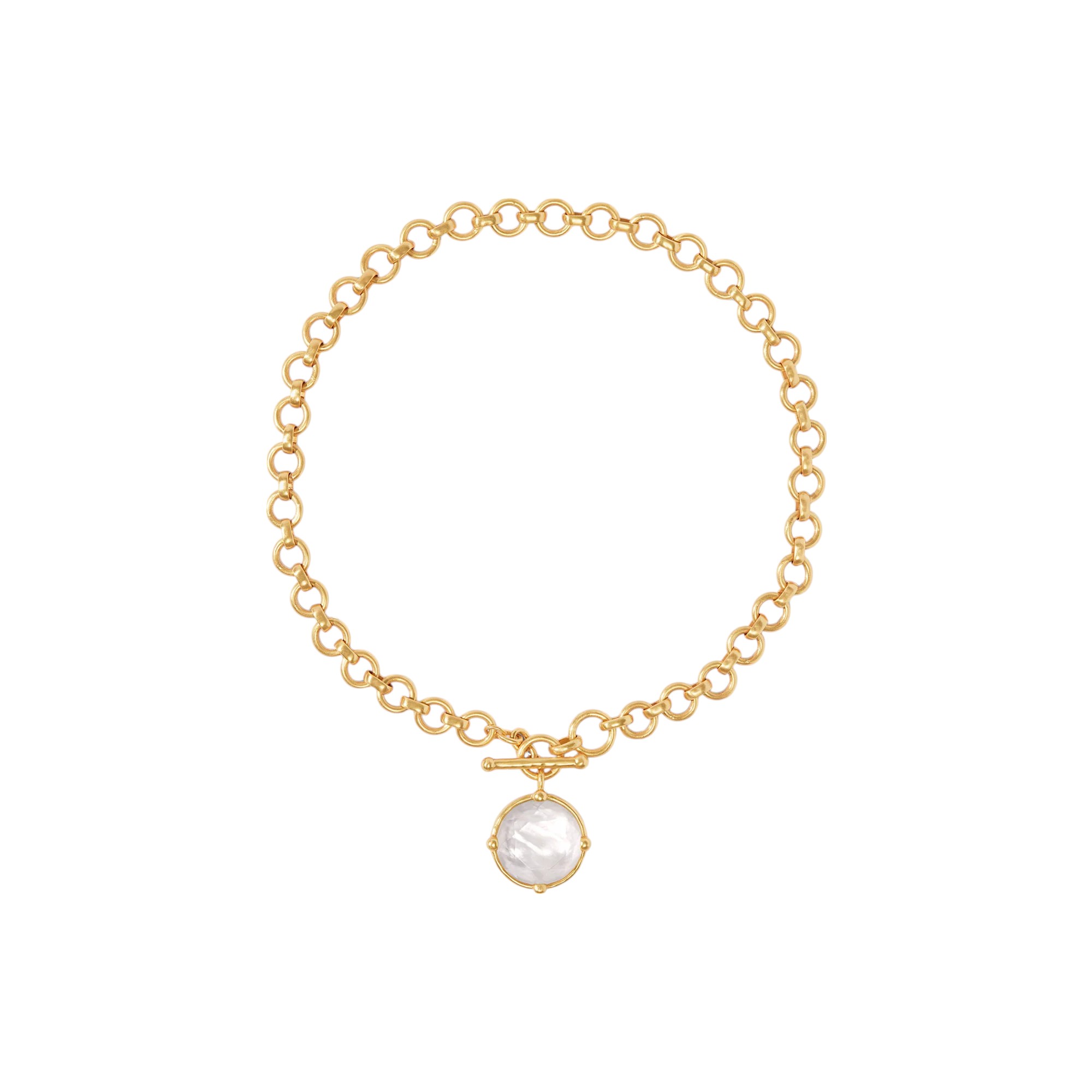 Julie Vos Gold Plated Honeybee Demi Necklace, White Pearl